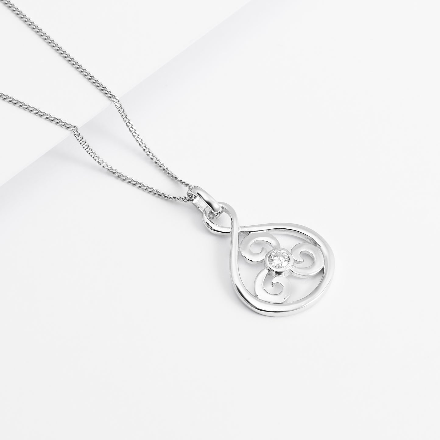 Sterling Silver Zirconia Wind Pendant