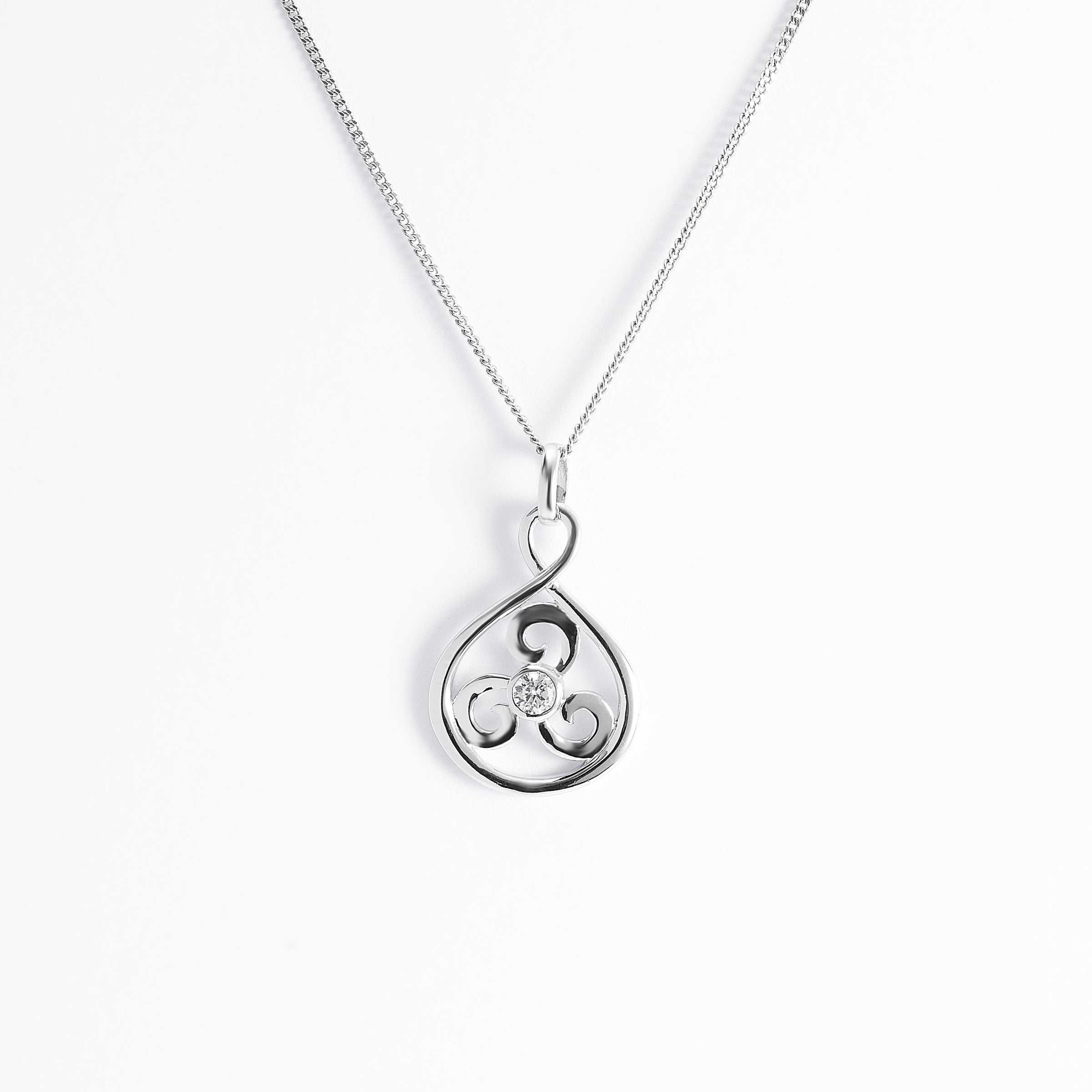 Sterling Silver Zirconia Wind Pendant