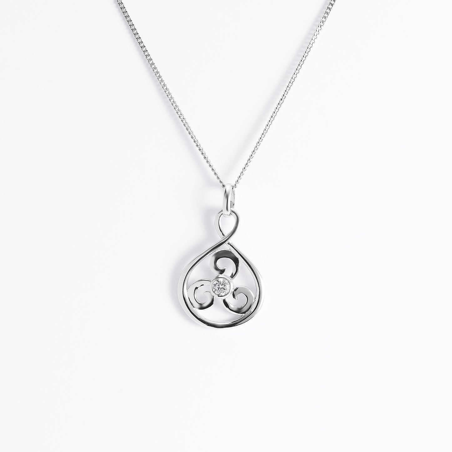 Sterling Silver Zirconia Wind Pendant