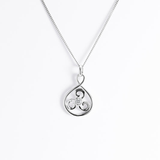 Sterling Silver Zirconia Wind Pendant