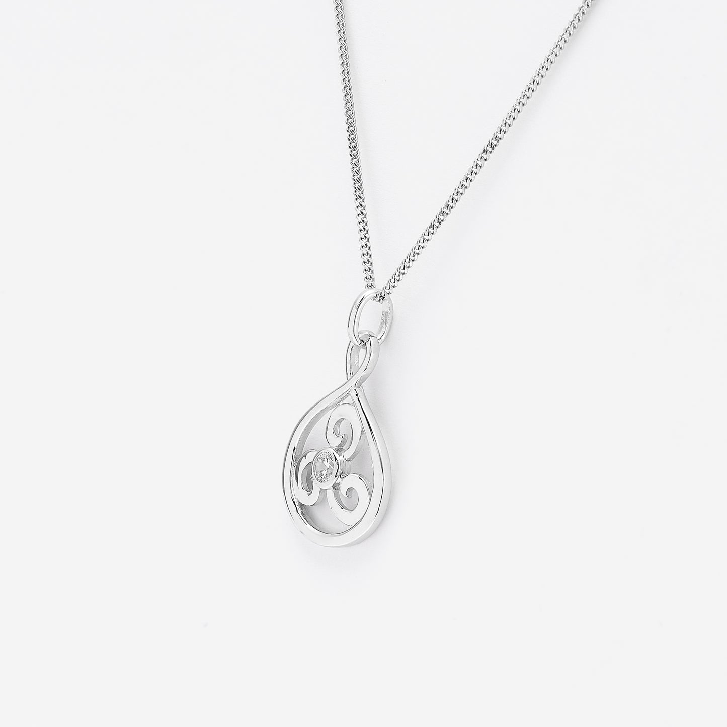 Sterling Silver Zirconia Wind Pendant