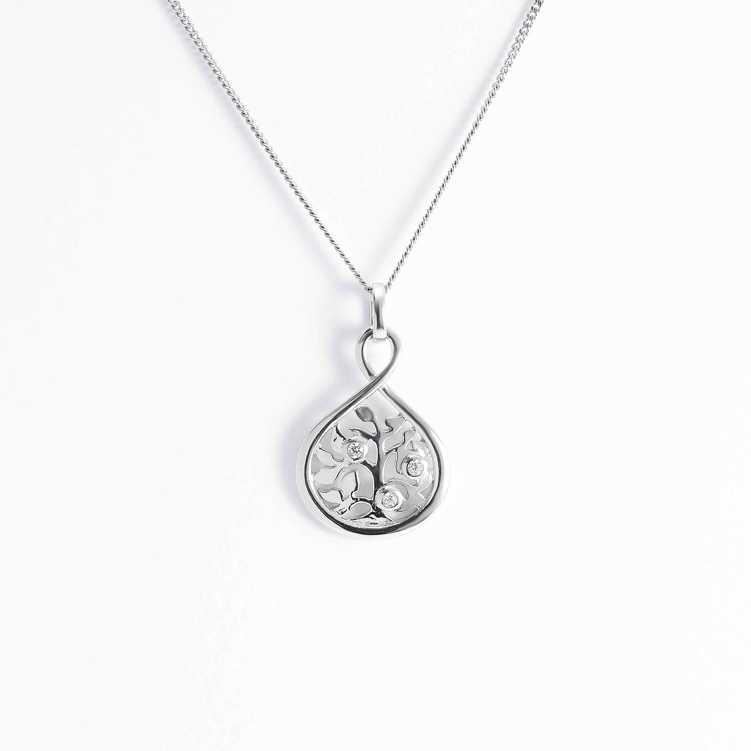 Sterling Silver Zirconia Earth Pendant