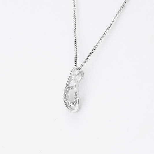 Sterling Silver Pear Zirconia Curlicue Slider Pendant