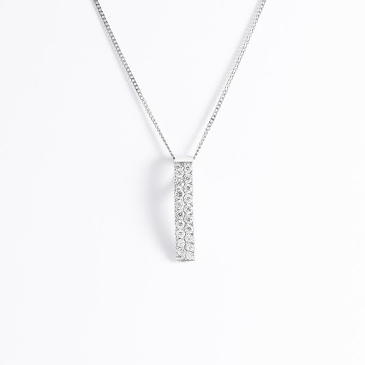 Sterling Silver Zirconia Arc Double Row Slider Pendant