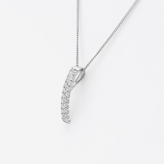 Sterling Silver Zirconia Arc Double Row Slider Pendant