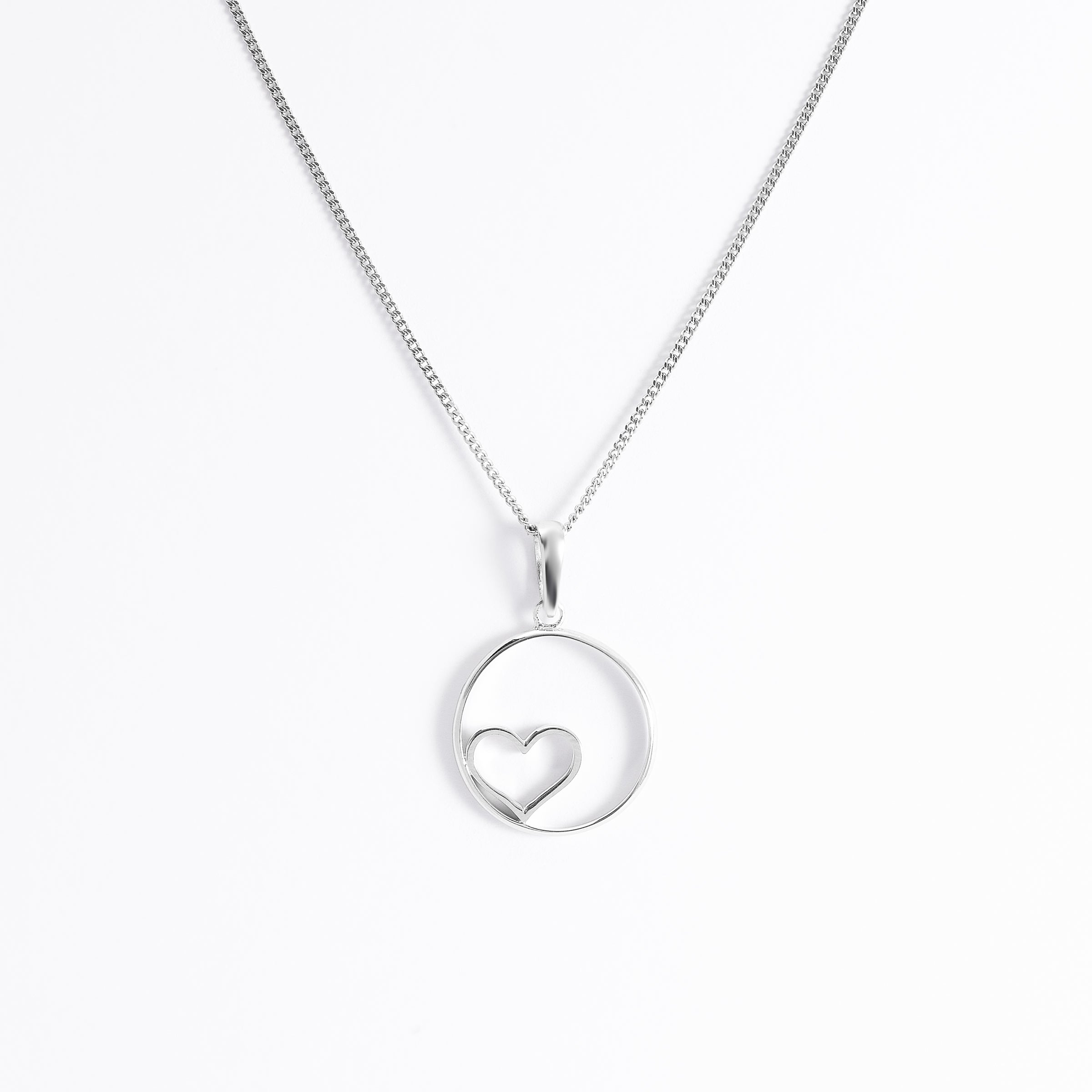 Sterling Silver Open Circle With Heart Pendant
