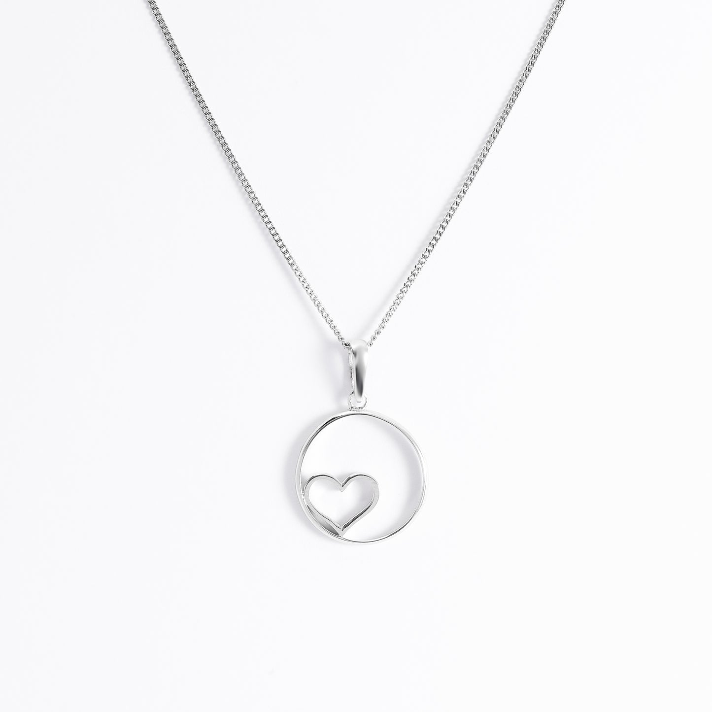 Sterling Silver Open Circle With Heart Pendant