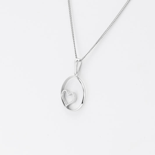 Sterling Silver Open Circle With Heart Pendant