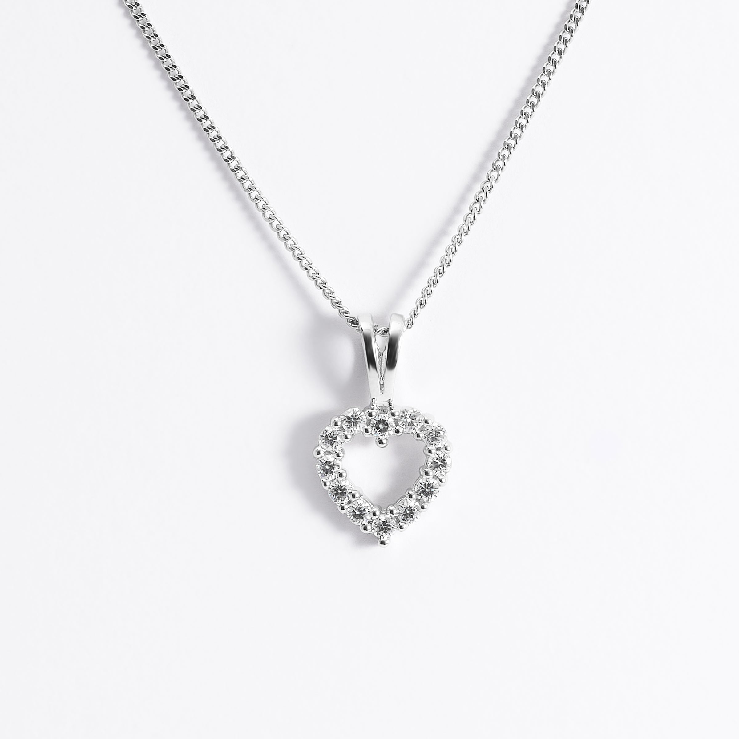 Sterling Silver Zirconia Open Heart Pendant With Split Bail