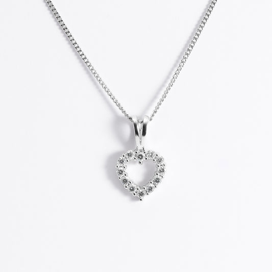 Sterling Silver Zirconia Open Heart Pendant With Split Bail