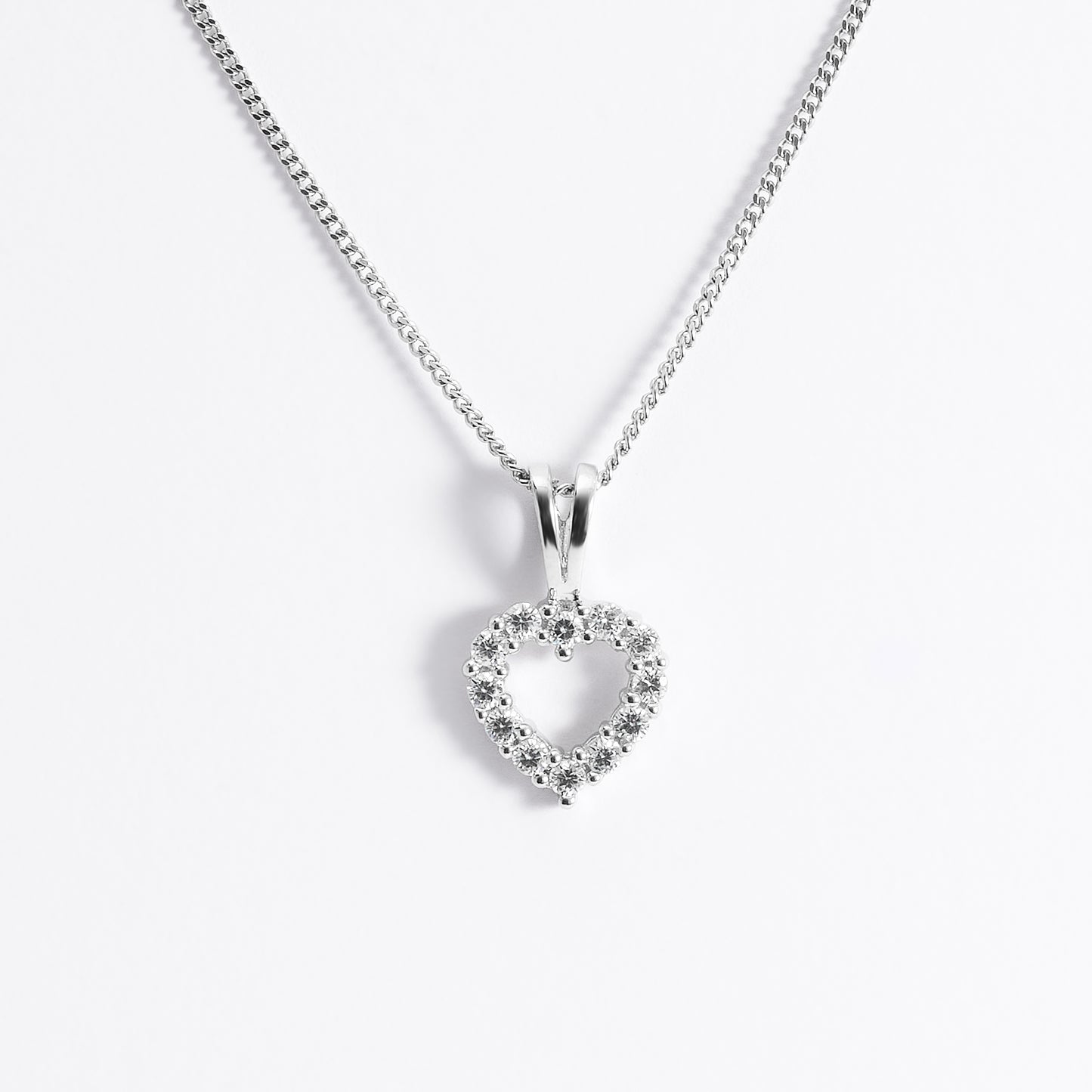 Sterling Silver Zirconia Open Heart Pendant With Split Bail