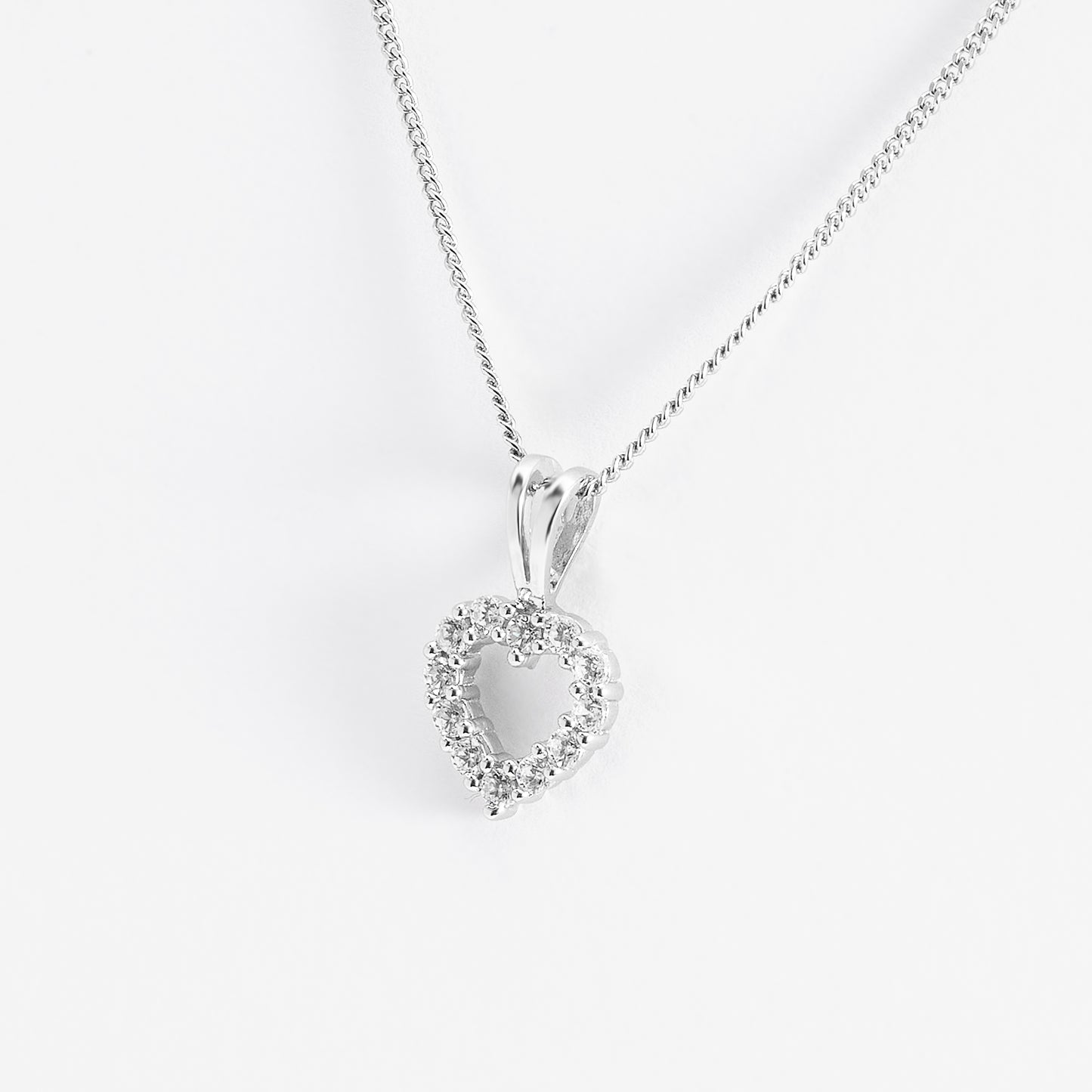 Sterling Silver Zirconia Open Heart Pendant With Split Bail