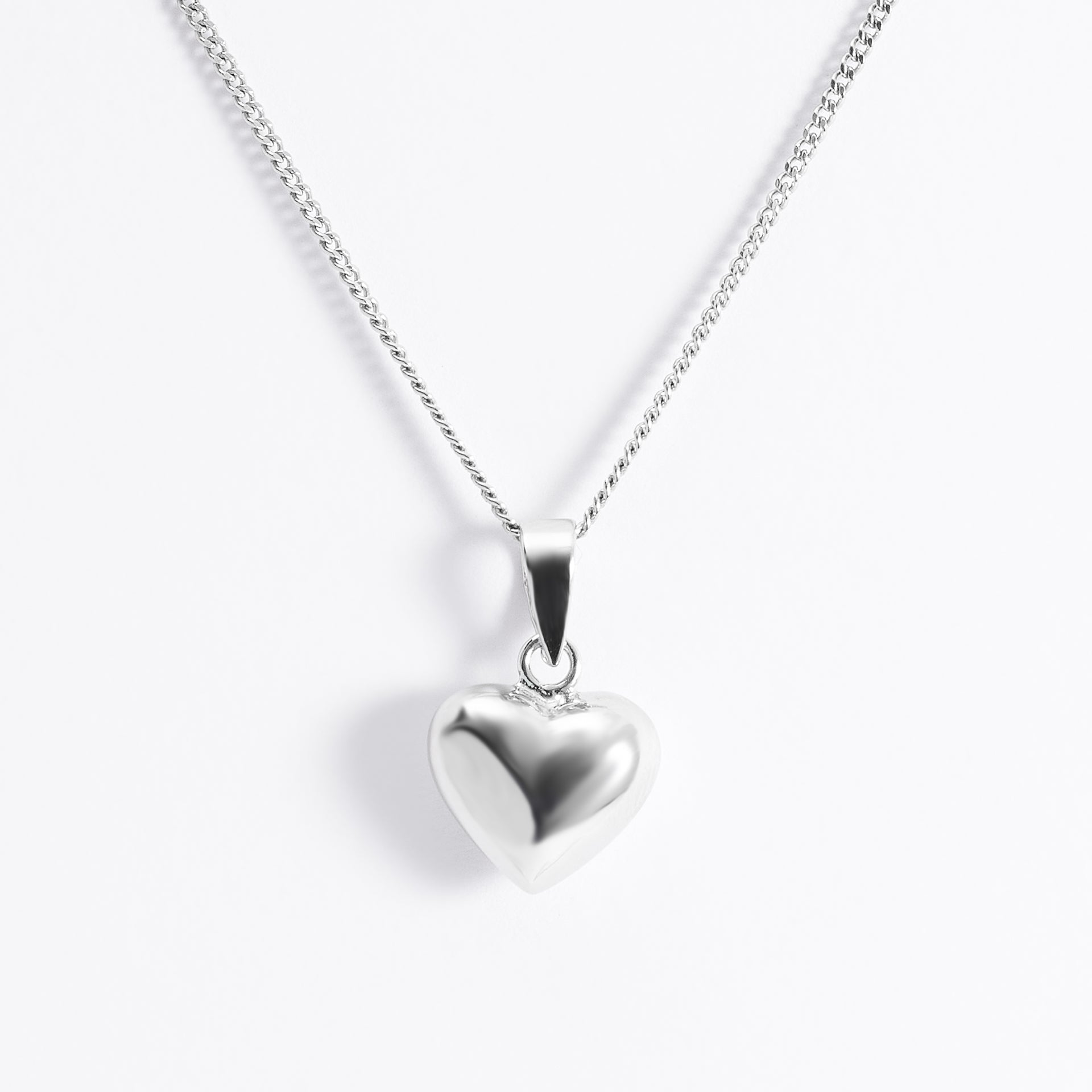 Sterling Silver Plain Puffy Heart Pendant 10mm