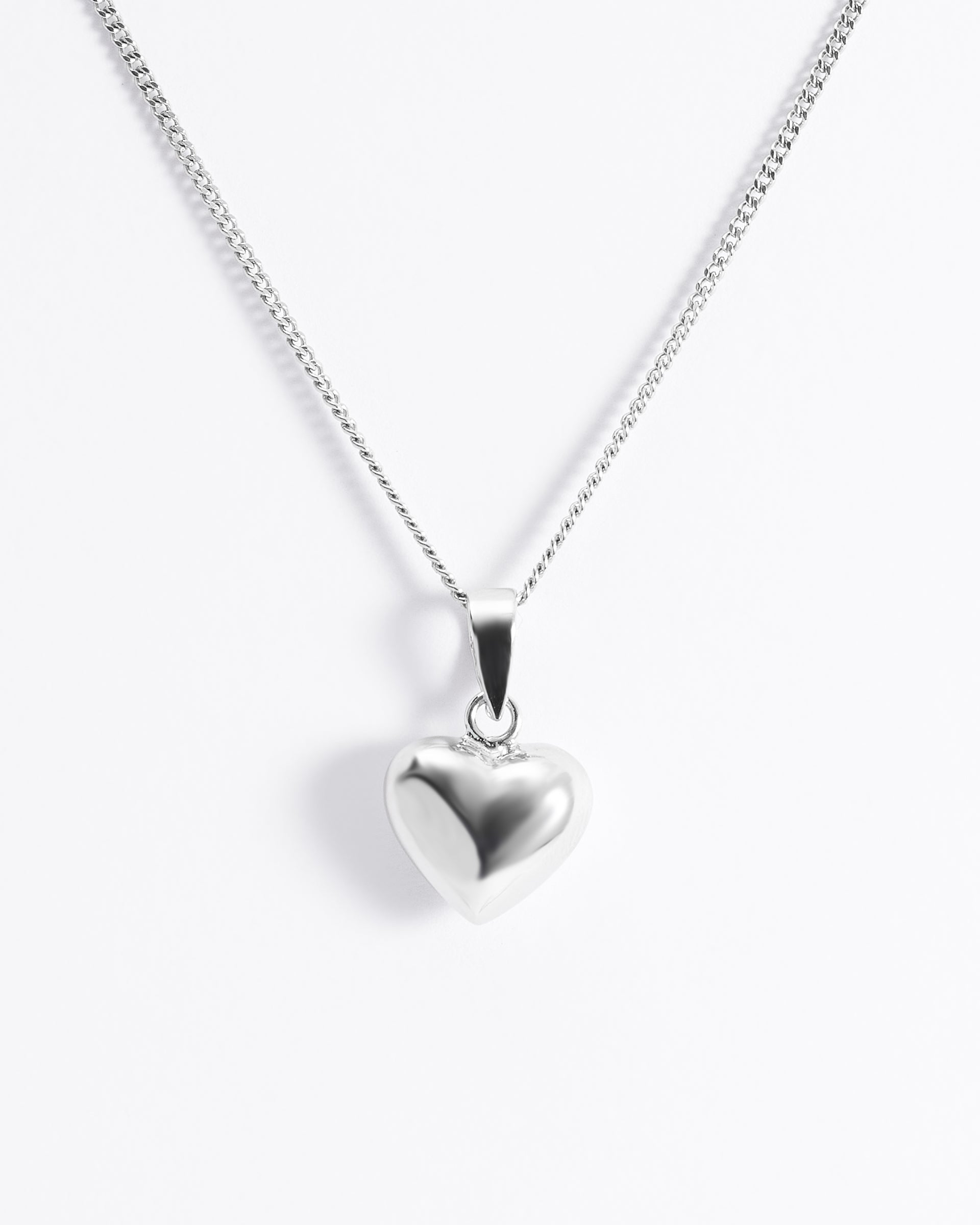 Sterling Silver Plain Puffy Heart Pendant 10mm
