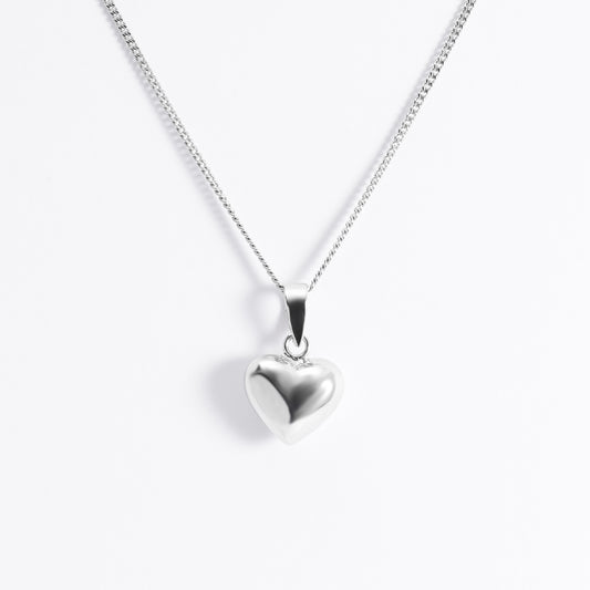 Sterling Silver Plain Puffy Heart Pendant 10mm