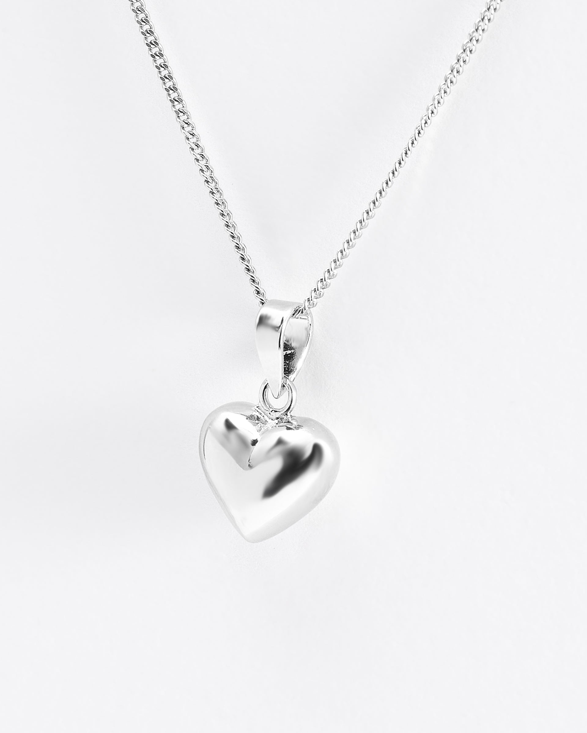 Sterling Silver Plain Puffy Heart Pendant 10mm