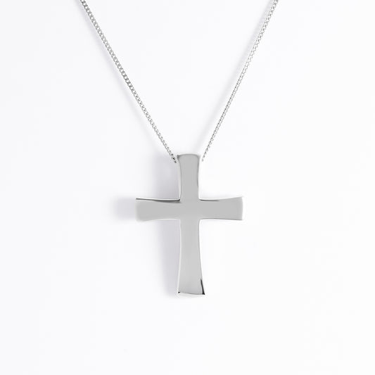 Sterling Silver Plain Rounded Cross Slider Pendant 23x30mm