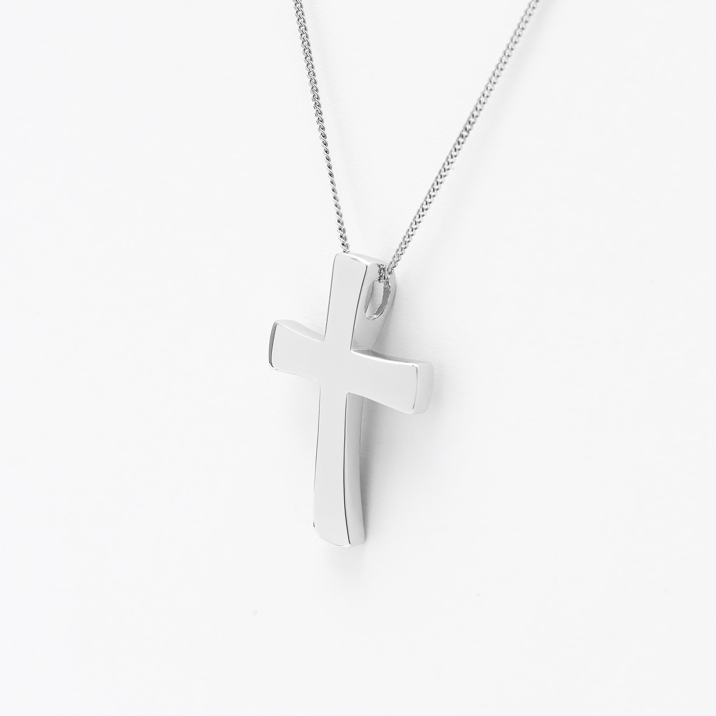 Sterling Silver Plain Rounded Cross Slider Pendant 23x30mm