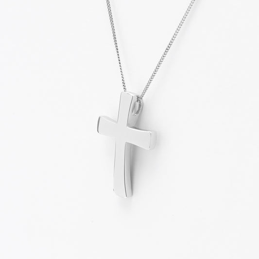 Sterling Silver Plain Rounded Cross Slider Pendant 23x30mm