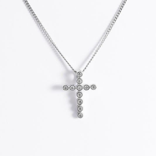 Sterling Silver Zirconia Milgrain Cross Slider Pendant