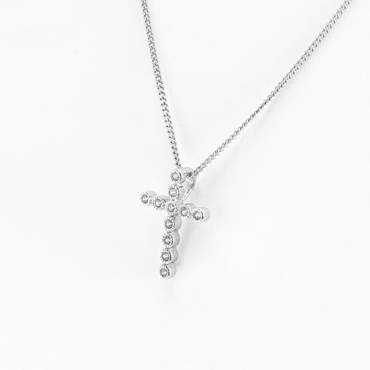 Sterling Silver Zirconia Milgrain Cross Slider Pendant