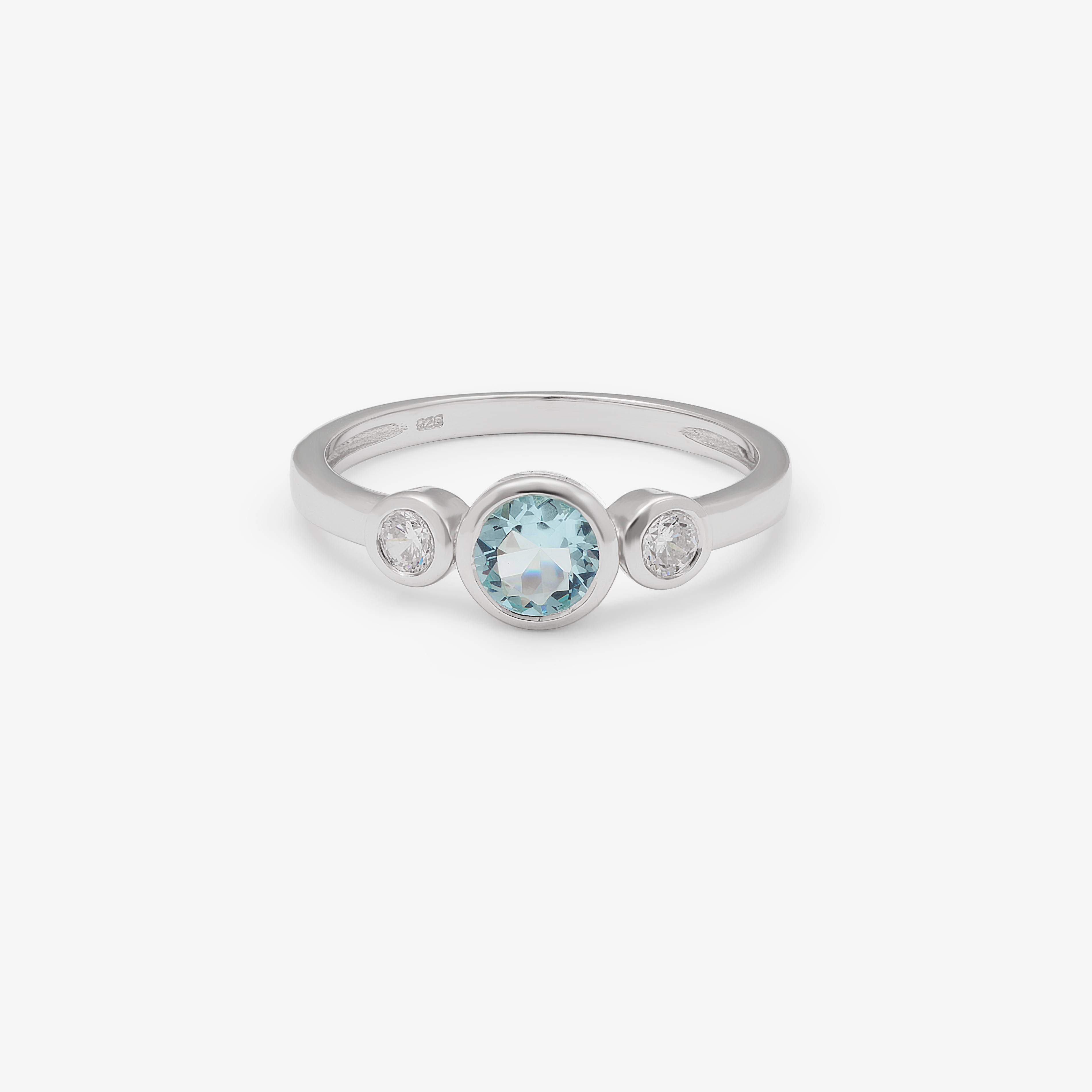Sterling Silver Blue Zirconia Bezel Ring
