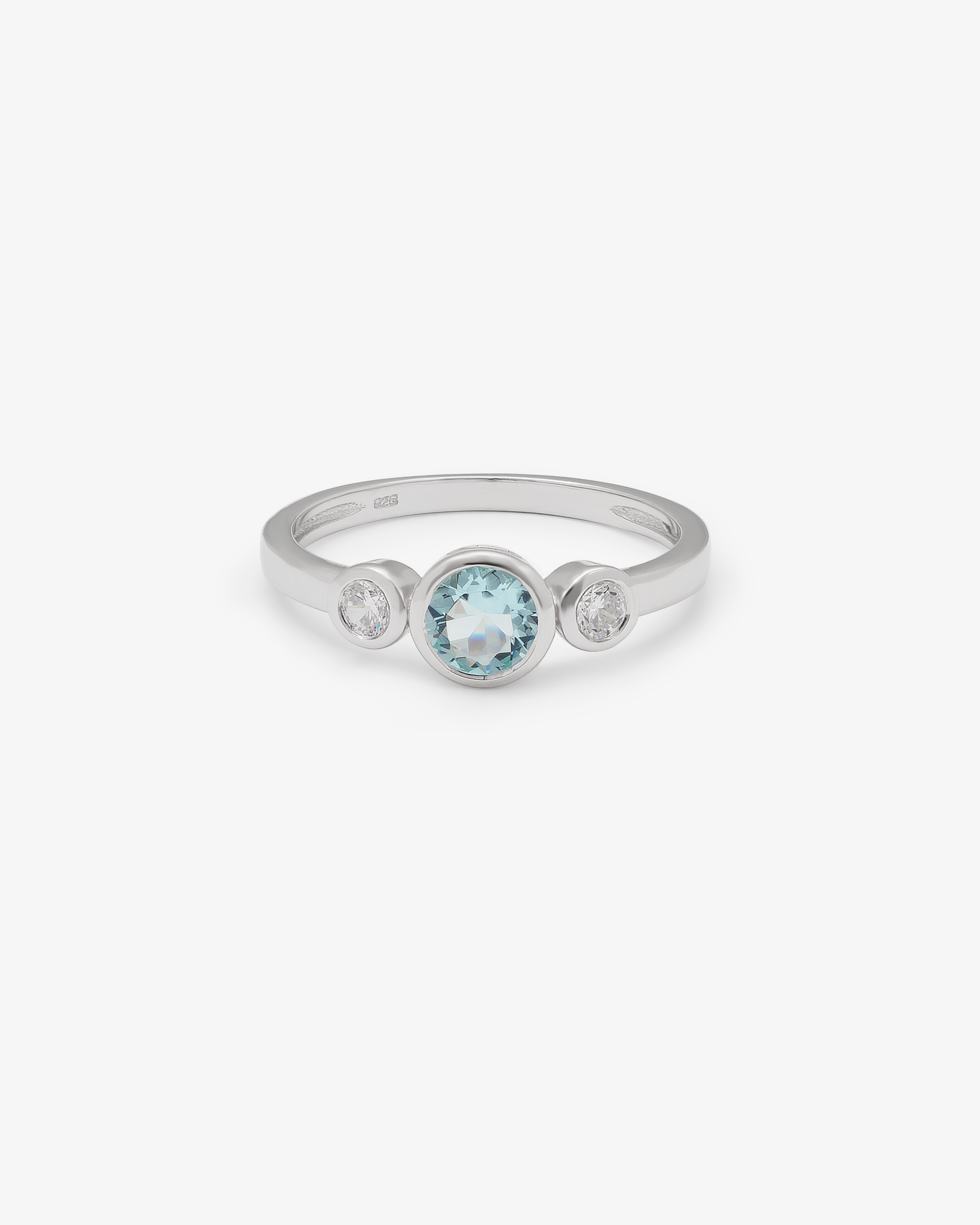 Sterling Silver Blue Zirconia Bezel Ring