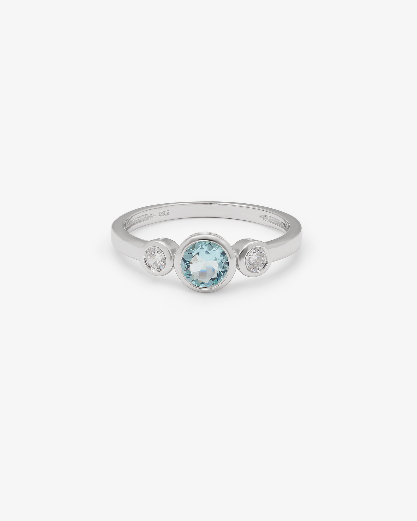 Sterling Silver Blue Zirconia Bezel Ring