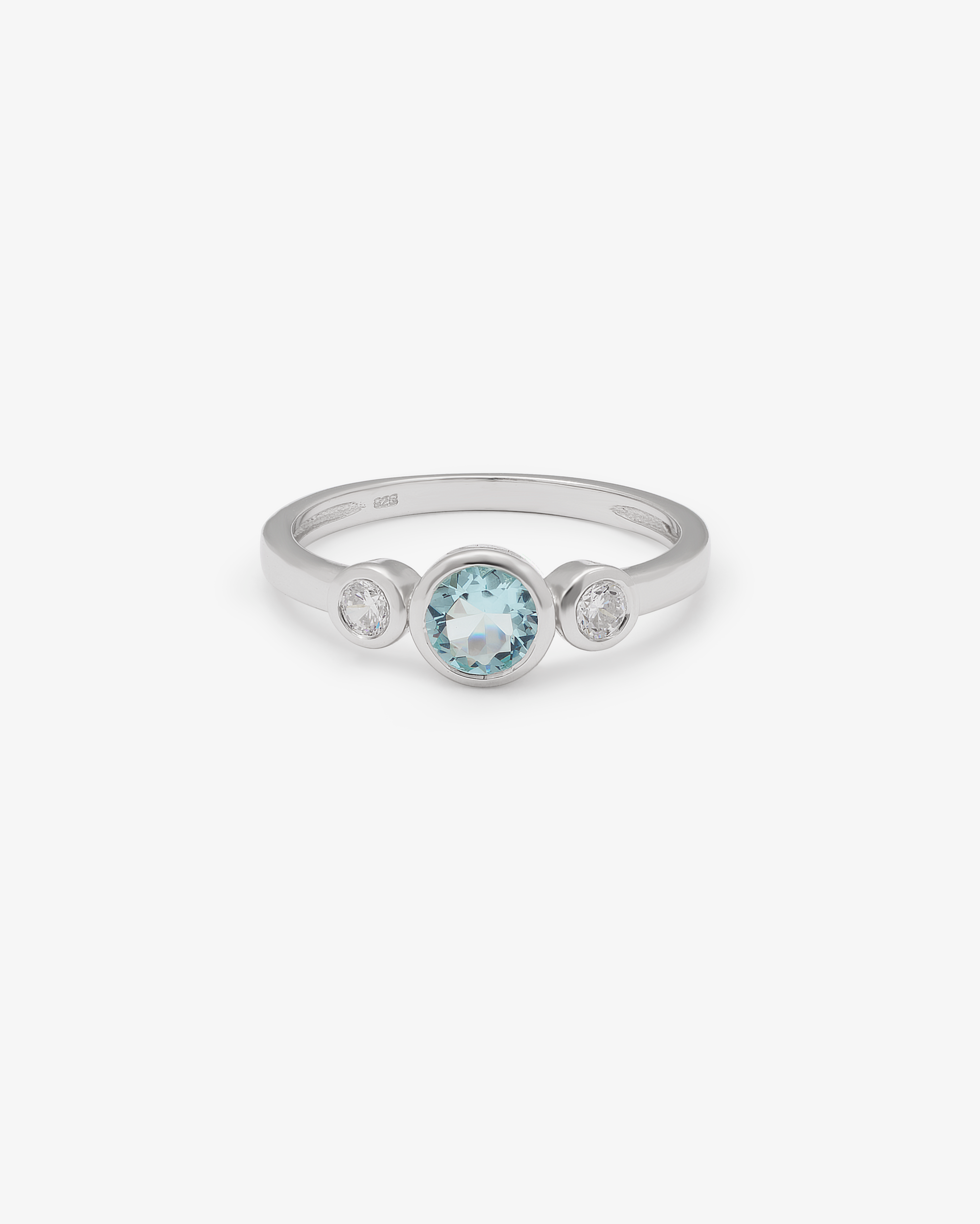 Sterling Silver Blue Zirconia Bezel Ring
