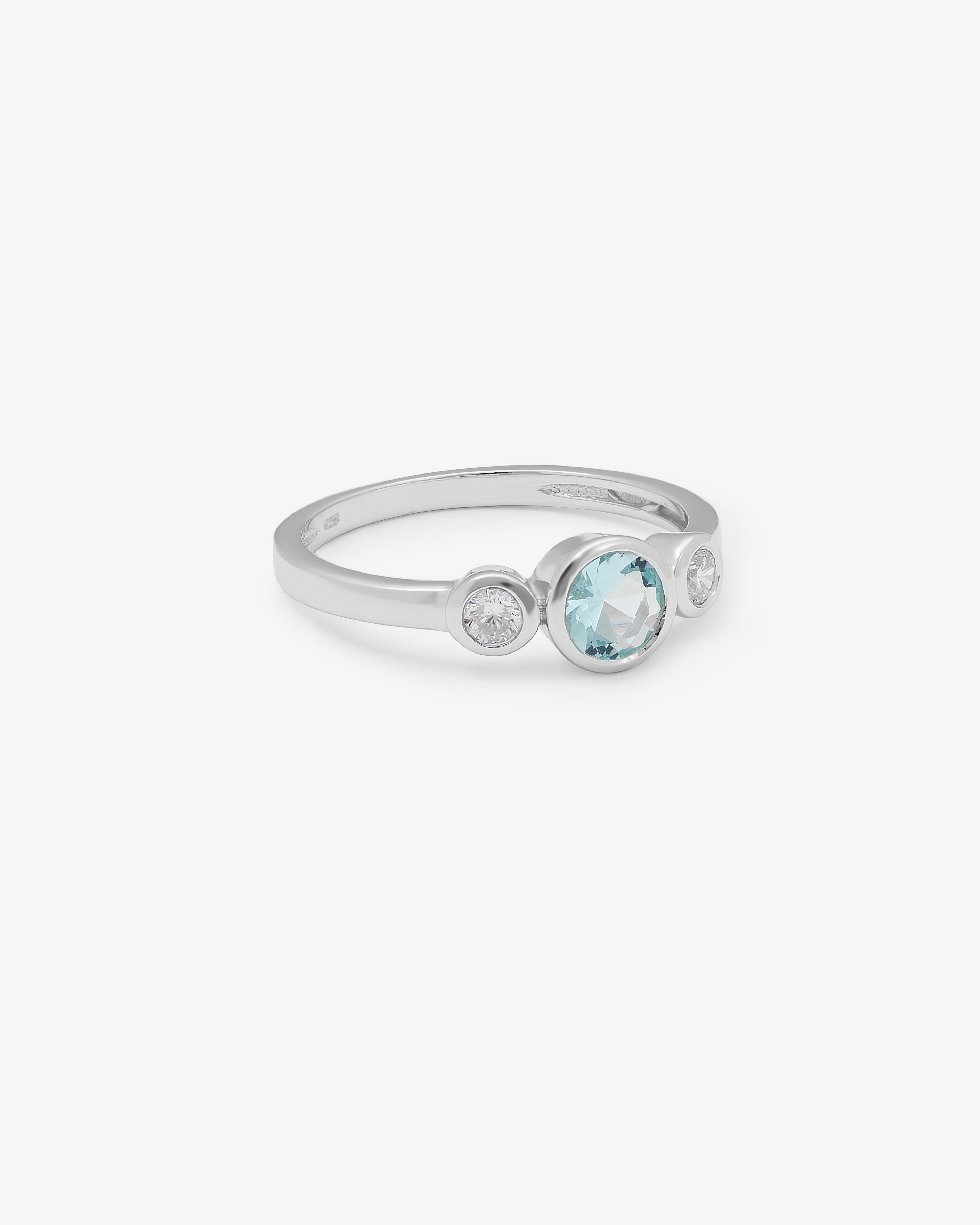 Sterling Silver Blue Zirconia Bezel Ring
