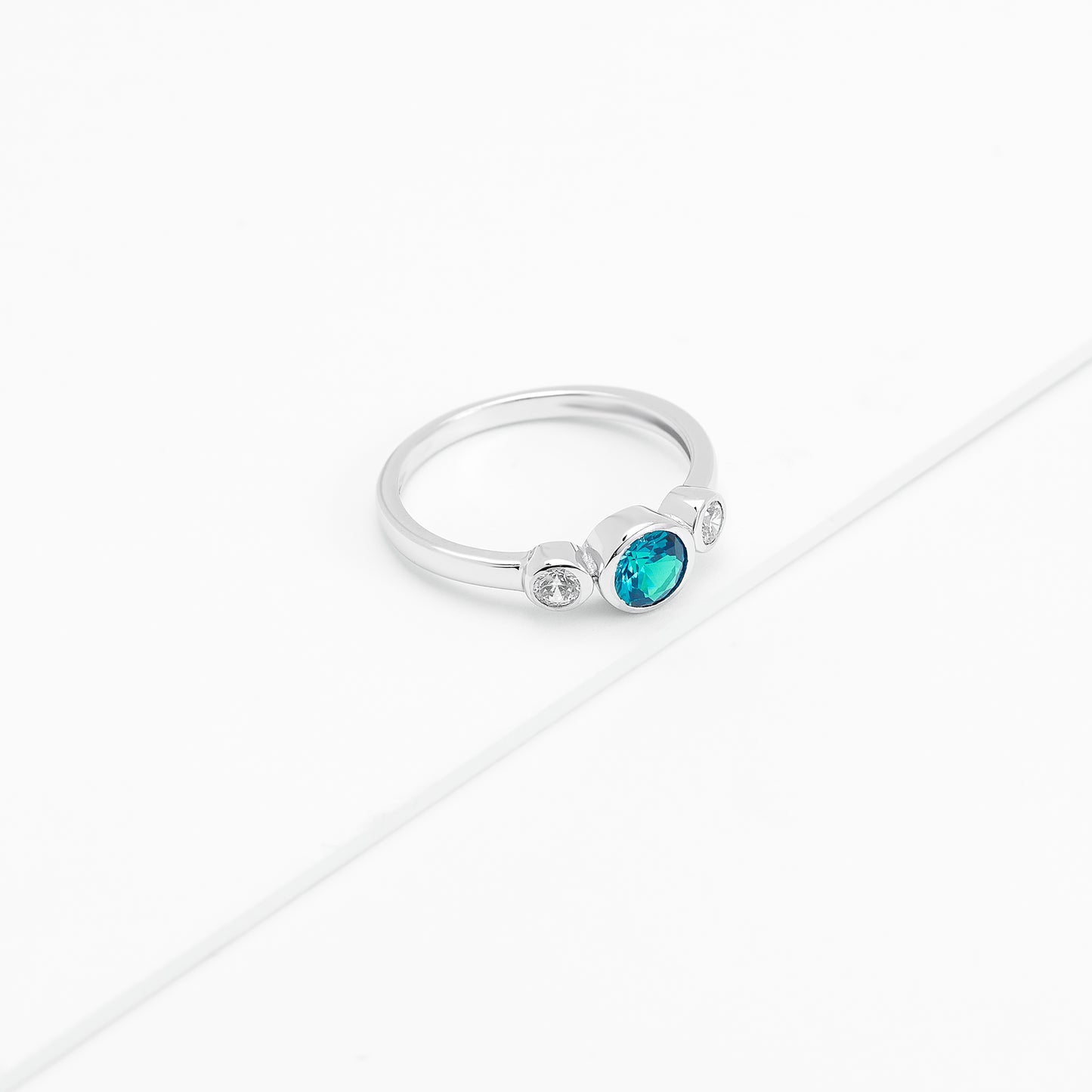 Sterling Silver Zirconia Bezel December Birthstone Ring