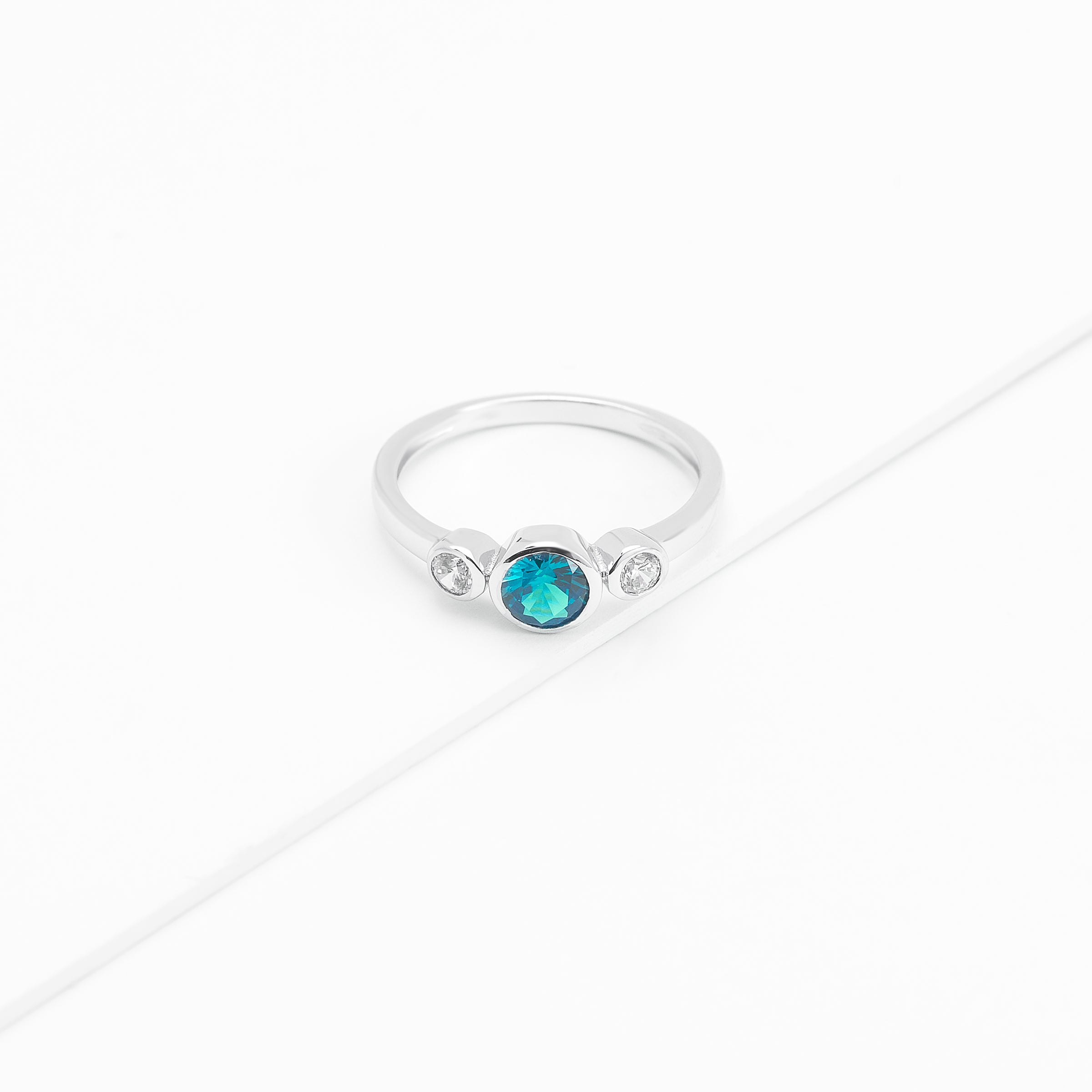 Sterling Silver Zirconia Bezel December Birthstone Ring