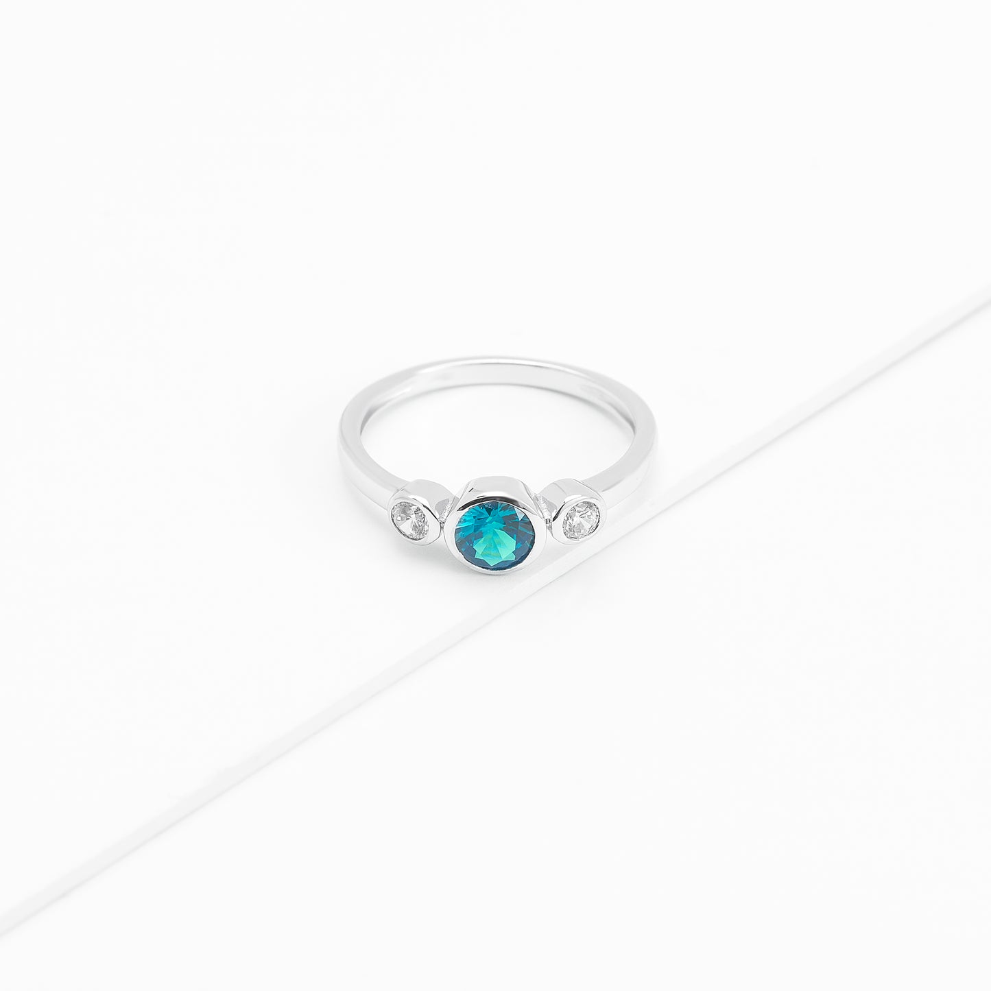 Sterling Silver Zirconia Bezel December Birthstone Ring