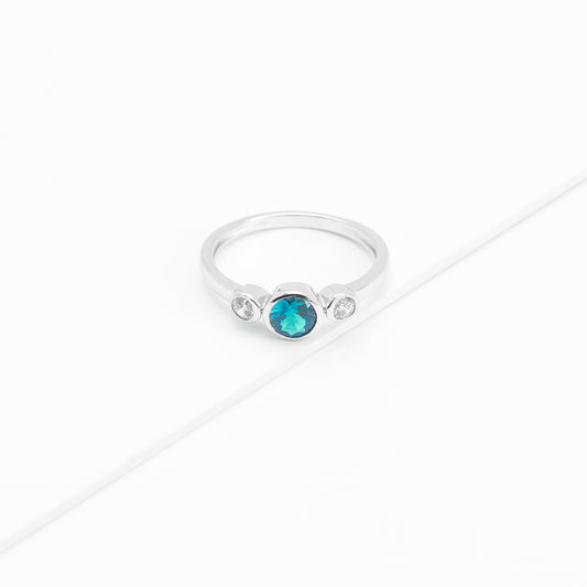 Sterling Silver Zirconia Bezel December Birthstone Ring