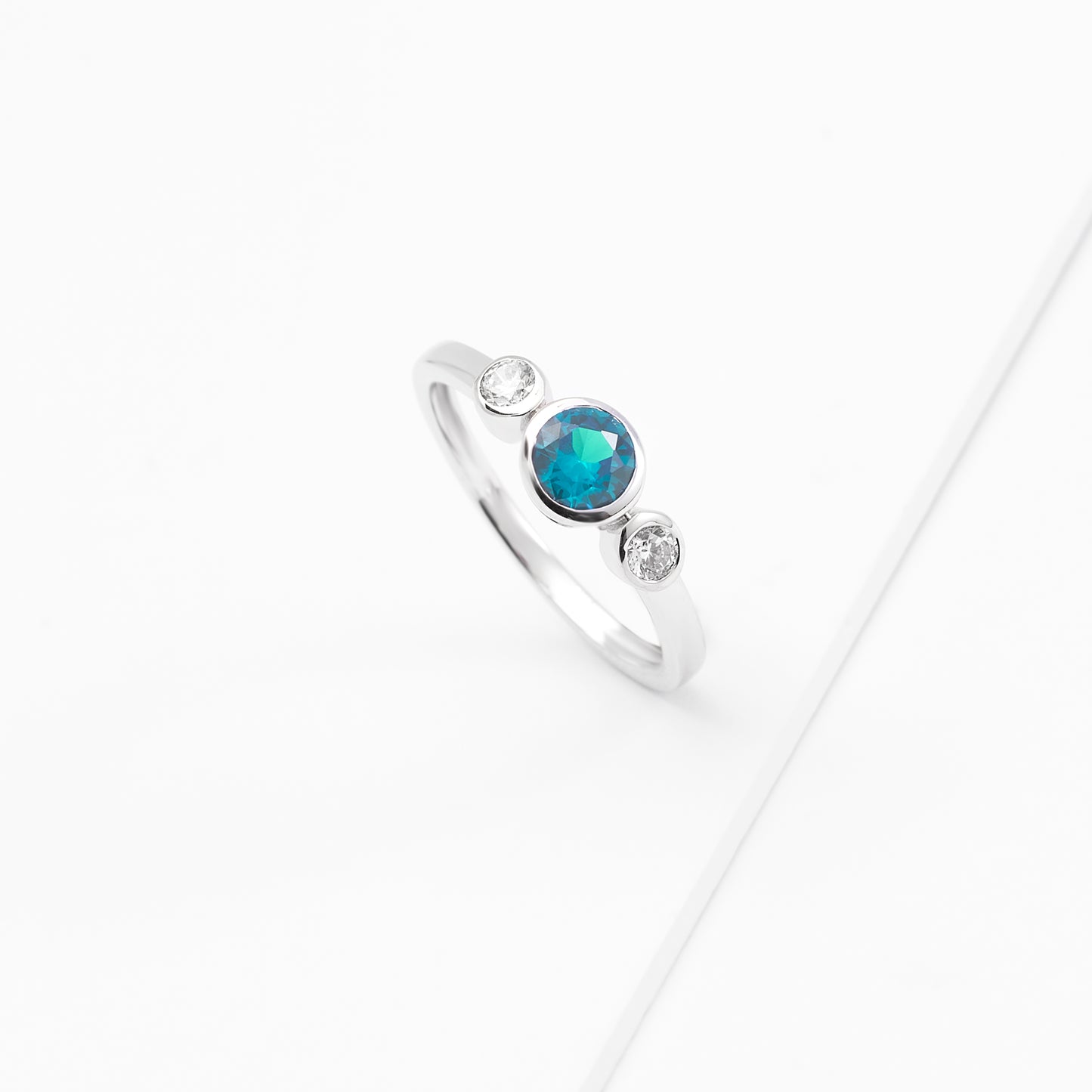 Sterling Silver Zirconia Bezel December Birthstone Ring