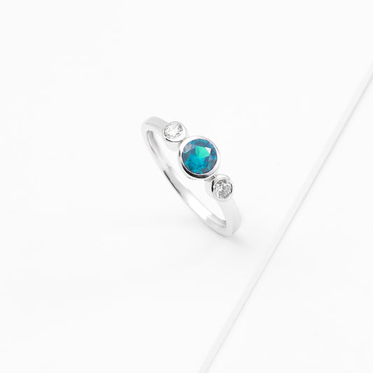 Sterling Silver Zirconia Bezel December Birthstone Ring