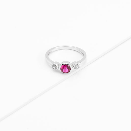 Sterling Silver Zirconia Bezel July Birthstone Ring