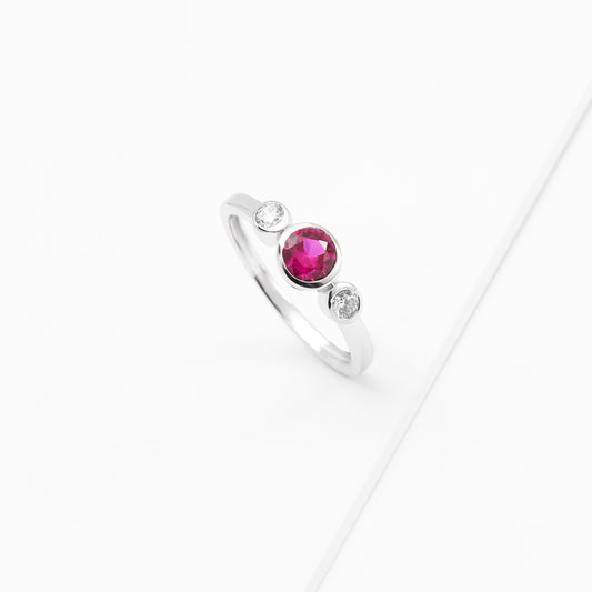 Sterling Silver Zirconia Bezel July Birthstone Ring