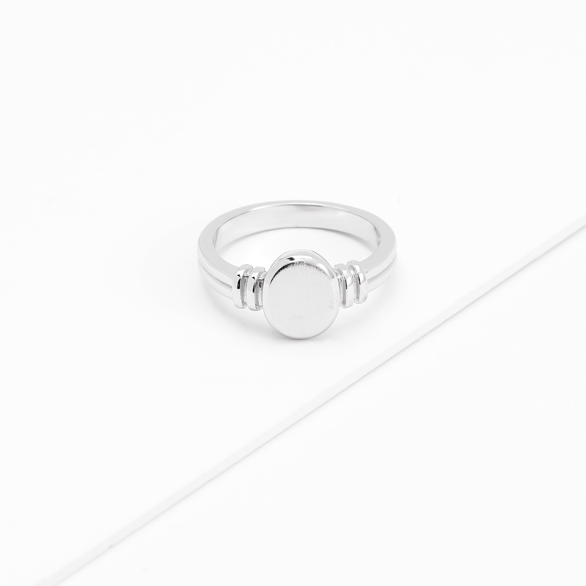 Sterling Silver Matte Oval Signet Ring