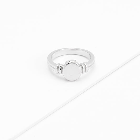 Sterling Silver Matte Oval Signet Ring