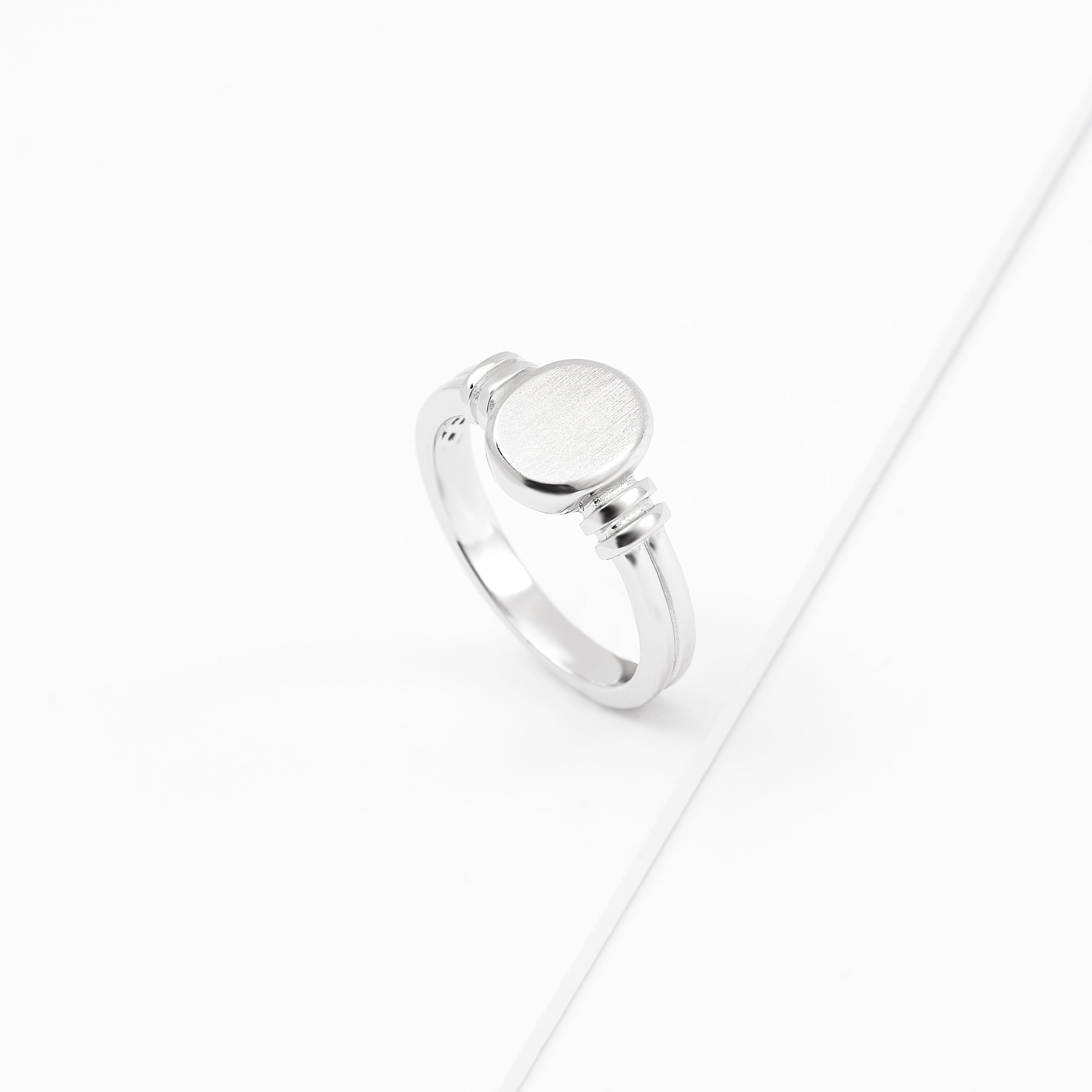 Sterling Silver Matte Oval Signet Ring