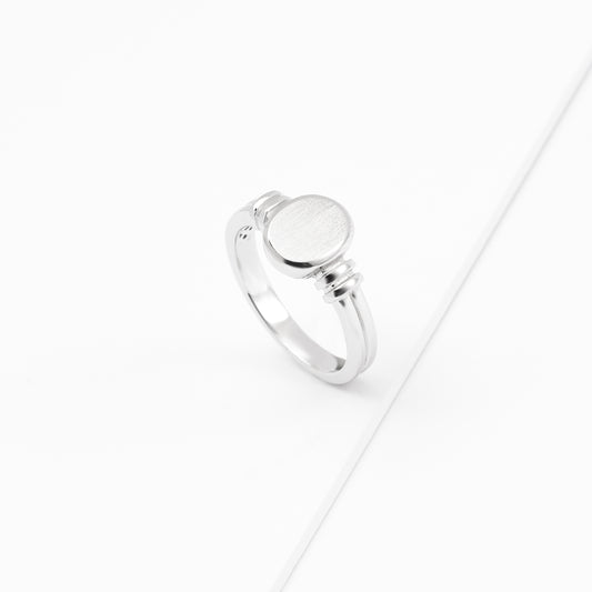 Sterling Silver Matte Oval Signet Ring