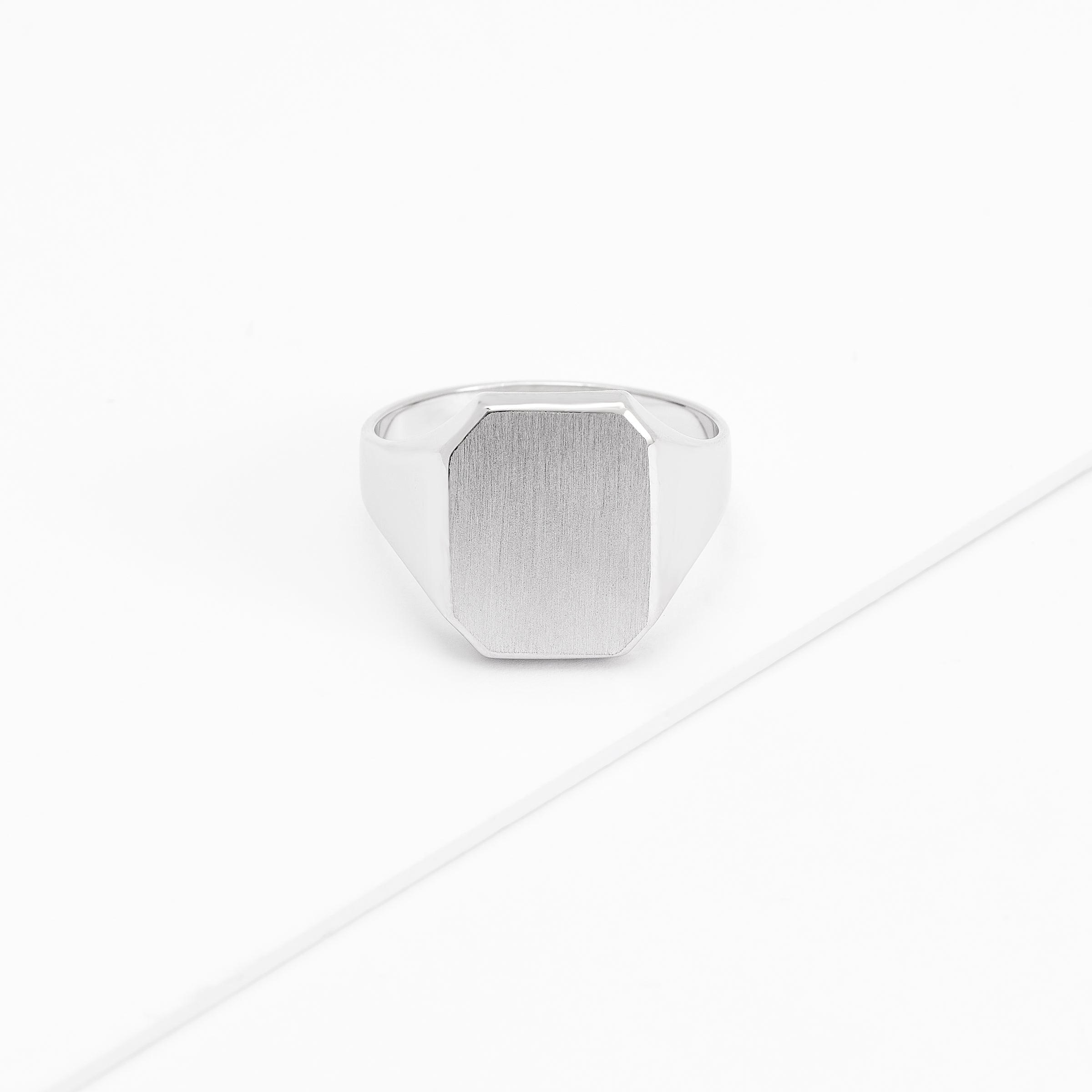 Sterling Silver Matte Emerald Shaped Signet Ring