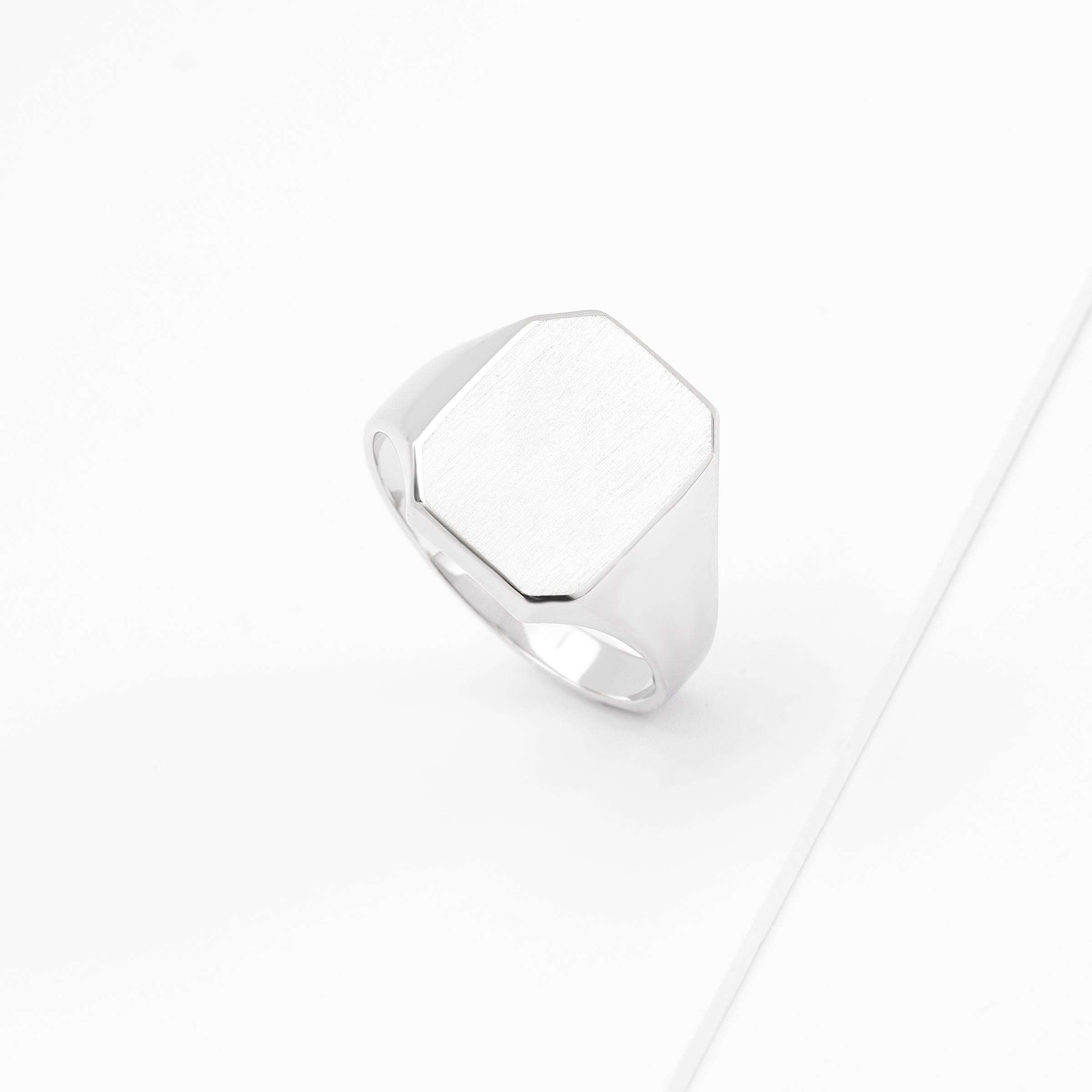 Sterling Silver Matte Emerald Shaped Signet Ring