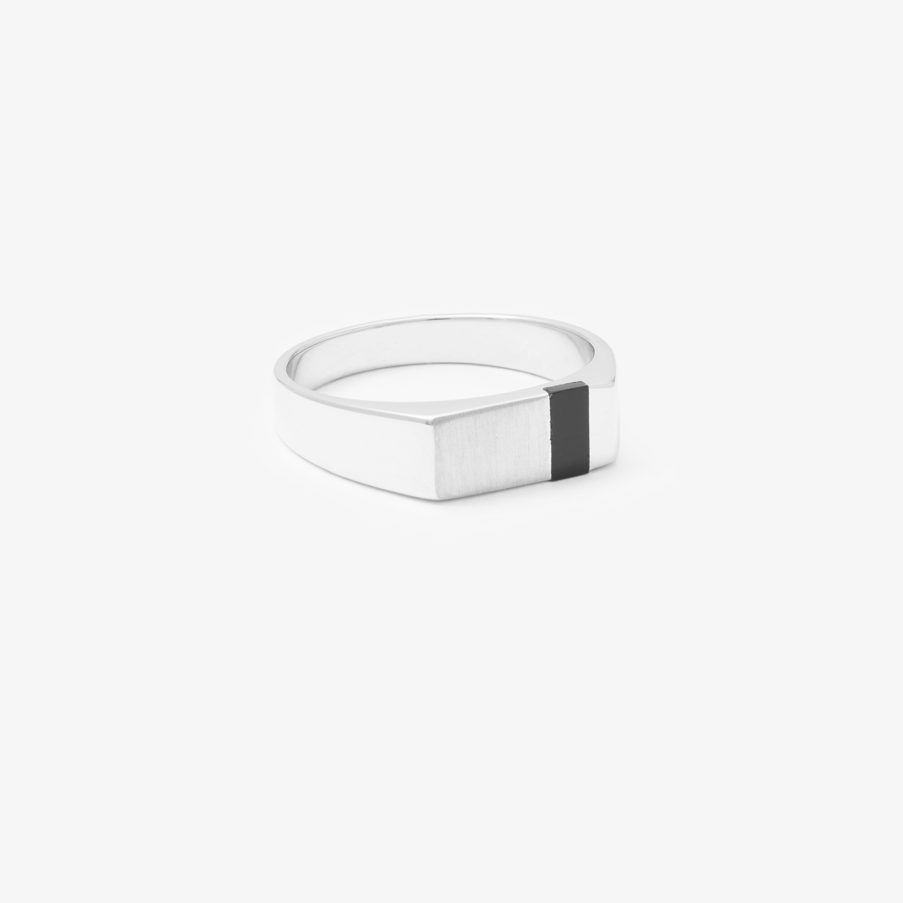 Sterling Silver Onyx Inlay Flat top Ring