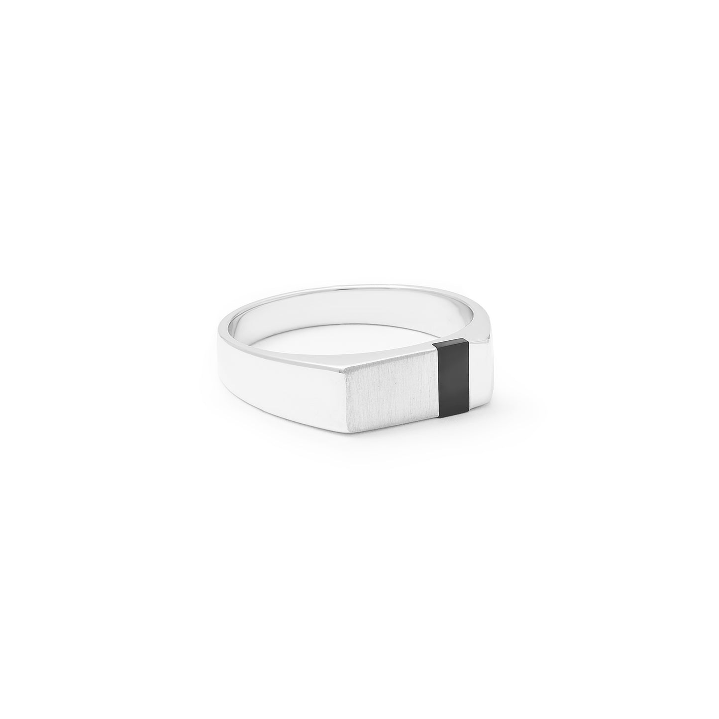 Sterling Silver Onyx Inlay Flat top Ring
