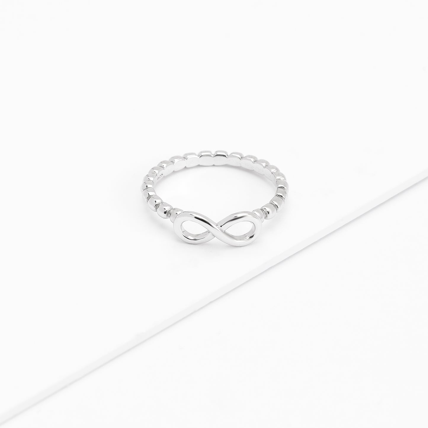 Sterling Silver Infinity Beaded Ring