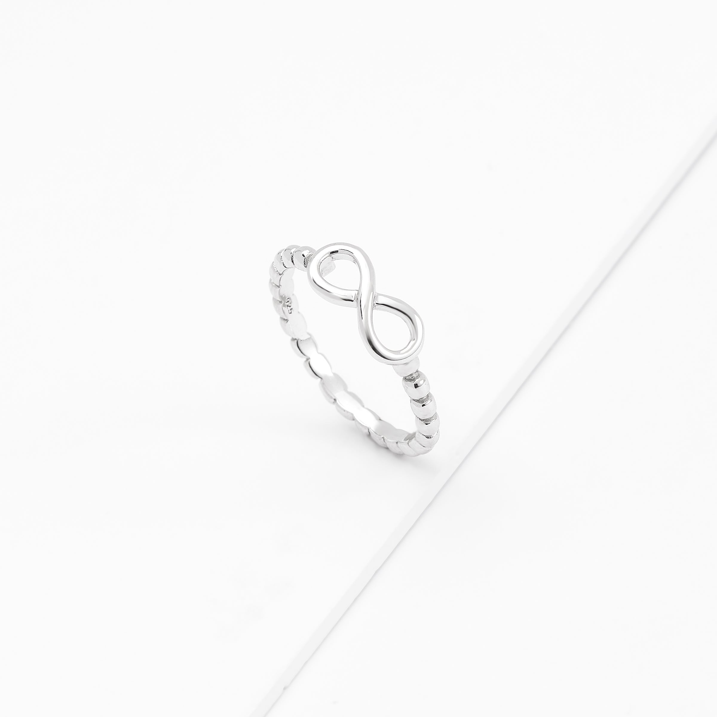 Sterling Silver Infinity Beaded Ring
