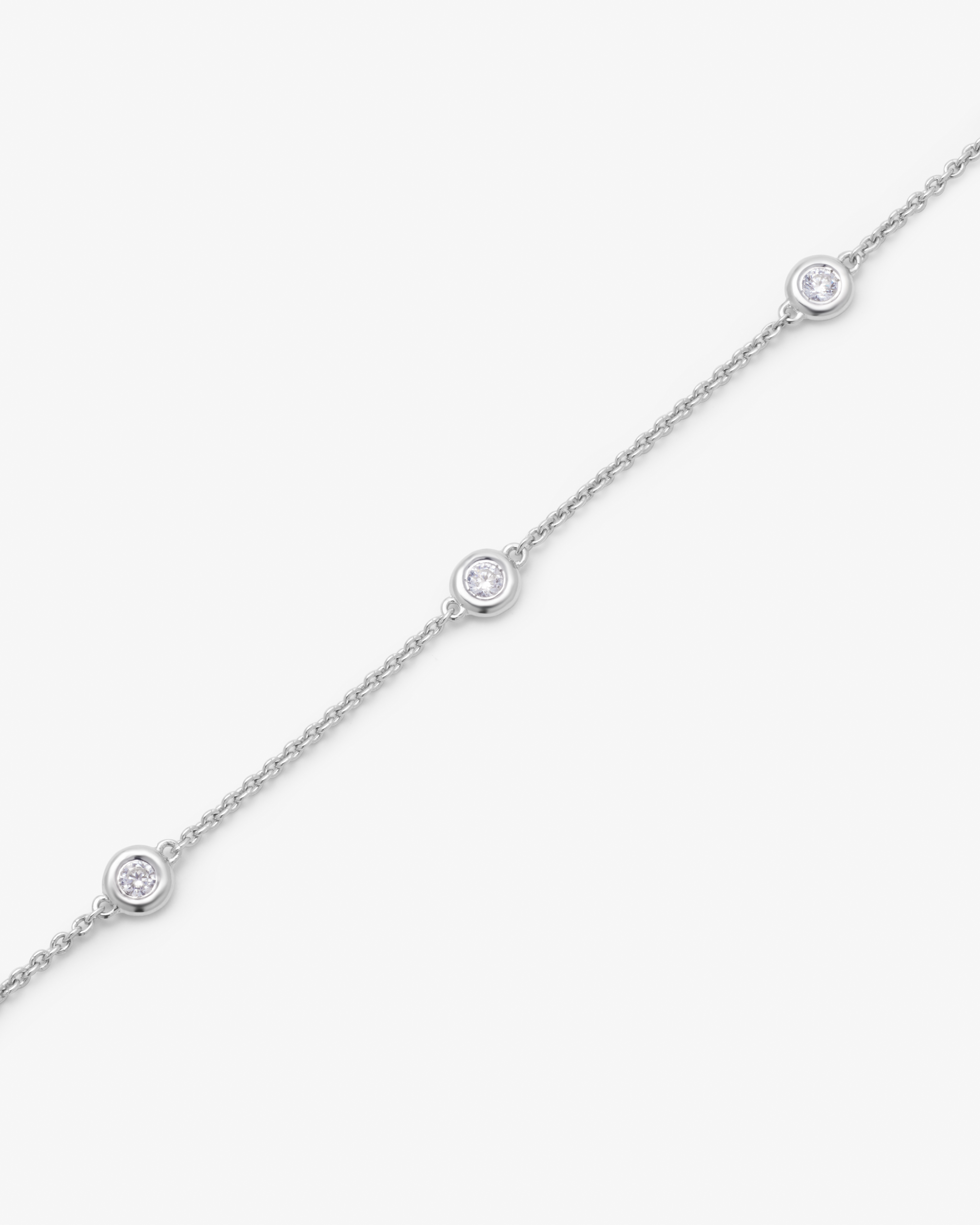 Sterling Silver Zirconia Bezel Station Bracelet