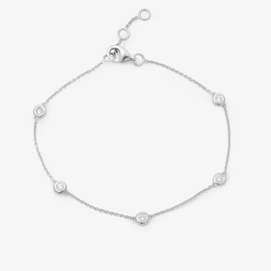 Sterling Silver Zirconia Bezel Station Bracelet